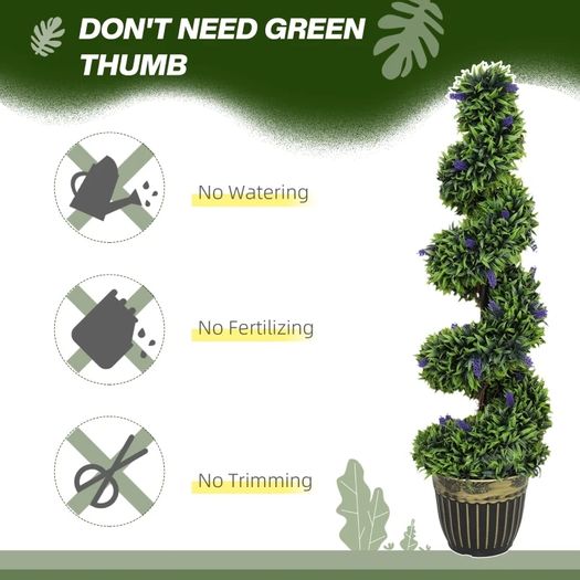Set of Two 115cm Artificial Lavender Trees