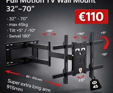 Tv Wall Mount Bracket Tilt Swivel Long Arm 32-70"