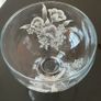 Vintage footed etched glass bowl with floral design Image 2