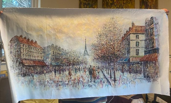 Large Hand Painted Oil on Canvas - Vintage Parisienne Scene