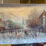 Large Hand Painted Oil on Canvas - Vintage Parisienne Scene Image 3