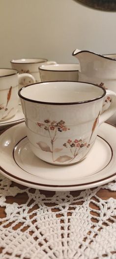 Vintage Arklow Honey Stone Cup and Saucer x6 Whead Field Ceramic Ireland