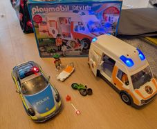 Playmobil city life ambulance and police car