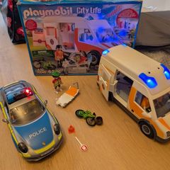 Playmobil city life ambulance and police car