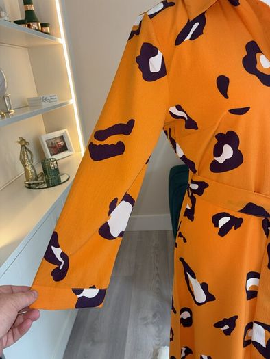 Brand-new Ladies Orange Long-sleeved Shirt Dress from Pieces