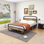 King Size Bed Metal Platform Bed Frame with Wood Headboard, Image 9