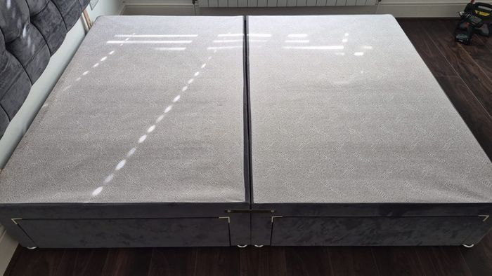 Queen size bed frame with storage and mattress