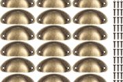 24 Pcs Shell Cup Handles, Semi Circle Drawer Pull Handle, Metal Kitchen Cupboard Cabinet Dresser Door Handles Knobs, Retro Furniture Knobs