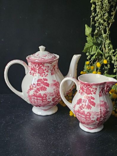 San Claudio Spain Ironstone " Empire" Coffee Pot and Milk Jug