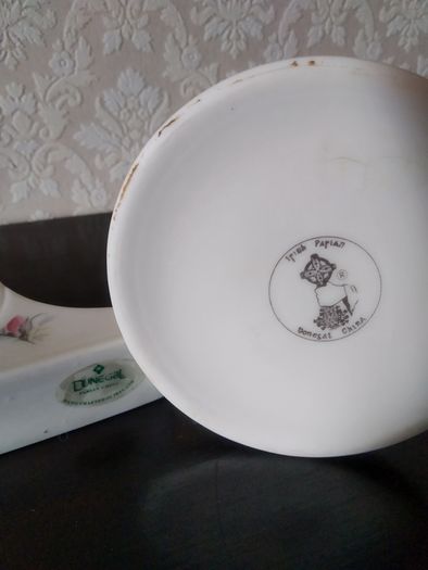 Irish Parian Donegal China "Rose" Mantle Clock and Candle Holder
