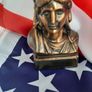 Vintage bronze new USA Bank and new USA flag Image 2