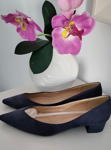 El Cortes Ingles navy suede pointed court shoes Sz 41 (Fit 7-7.5Uk) - Bnwt Rrp 59.99