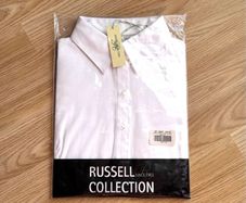 Russell Collection White Ladies Herringbone Short Sleeve Shirt - Size M - New with Tags