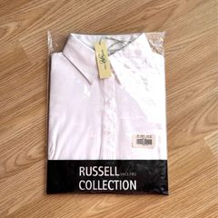Russell Collection White Ladies Herringbone Short Sleeve Shirt - Size M - New with Tags