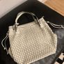 Karen Millen Light Grey Woven Leather Handbag Image 2