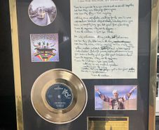 The Beatles I am the Walrus framed 7" 24kt gold plated vinyl handwritten lyrics display montage.