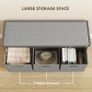 Three-Drawer Shoe Storage Bench, with Padded Top Seat - Grey Image 7