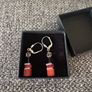 Coeur De Lion GeoCUBE Red Silver Drop Earrings | Eva Victoria Image 2