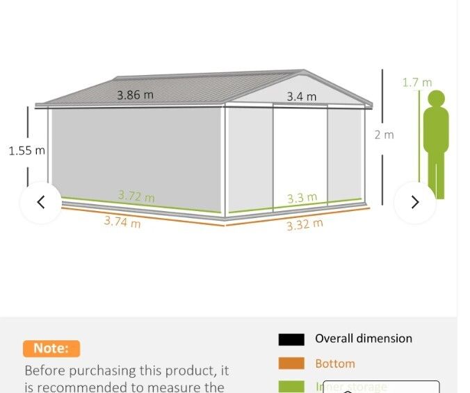 13 x 11ft Metal Shed Large