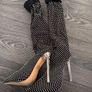Ego black diamante thigh-high boots Image 2