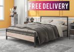 5ft King Size Bed Frame With Wood Headboard