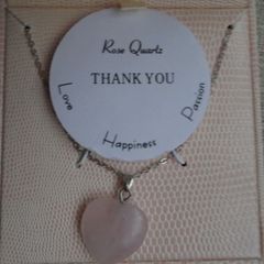 Rose Quartz heart pendant, Thank you gift, Teacher's gift, Mother's Day  gift, Gemstone jewellery