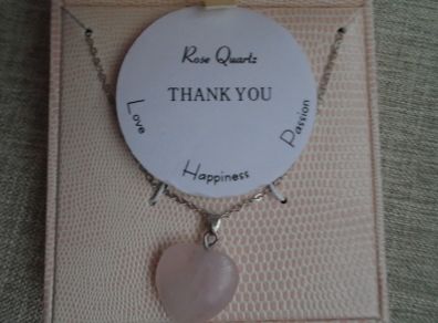 Rose Quartz heart pendant, Thank you gift, Teacher's gift, Mother's Day  gift, Gemstone jewellery