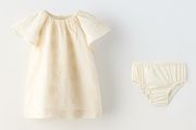 Zara baby girl light beige embroided dress 3-6 m