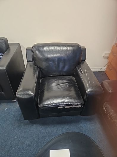 black leather sofa