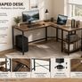 L Shaped Computer Desk with Storage Shelves Corner  Home Office Desk Image 2