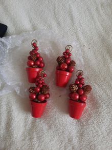 miniature red plant pot card/photo holders