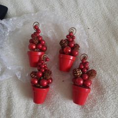miniature red plant pot card/photo holders