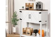 Coffee Bar Cabinet, 31.5 x 13.8 x 34.6 in Farmhouse Coffee Bar Cabinet with 3-Tier Storage, Coffee Bar Table with Magnet Doors, Farmhouse Sideboard Buffet Cabinet for Living Room, Entryway
