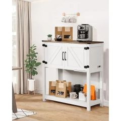 Coffee Bar Cabinet, 31.5 x 13.8 x 34.6 in Farmhouse Coffee Bar Cabinet with 3-Tier Storage, Coffee Bar Table with Magnet Doors, Farmhouse Sideboard Buffet Cabinet for Living Room, Entryway