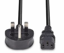 Lindy 0.7m UK 3 Pin Plug to IEC C13 mains power Cable, Black - NEW