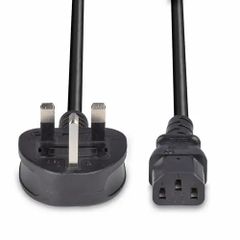 Lindy 0.7m UK 3 Pin Plug to IEC C13 mains power Cable, Black - NEW