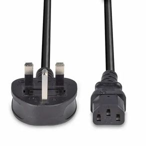 Lindy 0.7m UK 3 Pin Plug to IEC C13 mains power Cable, Black - NEW
