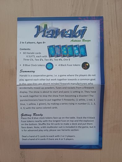 Hanabi Cooperative Family Strategy Card Game R&R Games English Edition