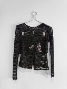 New Boohoo Black Fishnet 2-Piece Festival Set