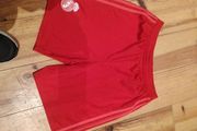Red Adidas football shorts age 13-14