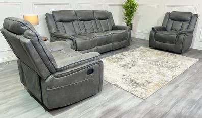 New 3+1+1 Westwood Grey Recliner Sofas