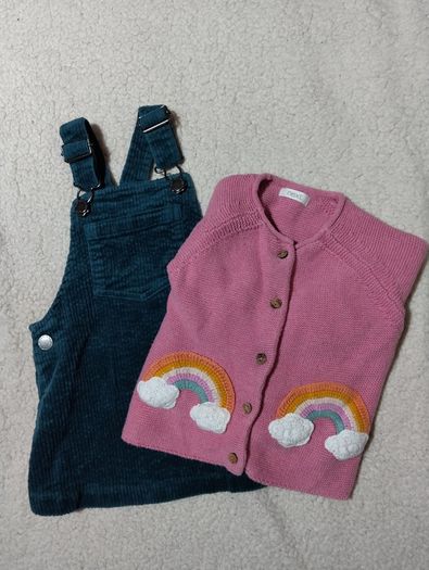 Next Baby Corduroy Pinafore Dress And Cardigan