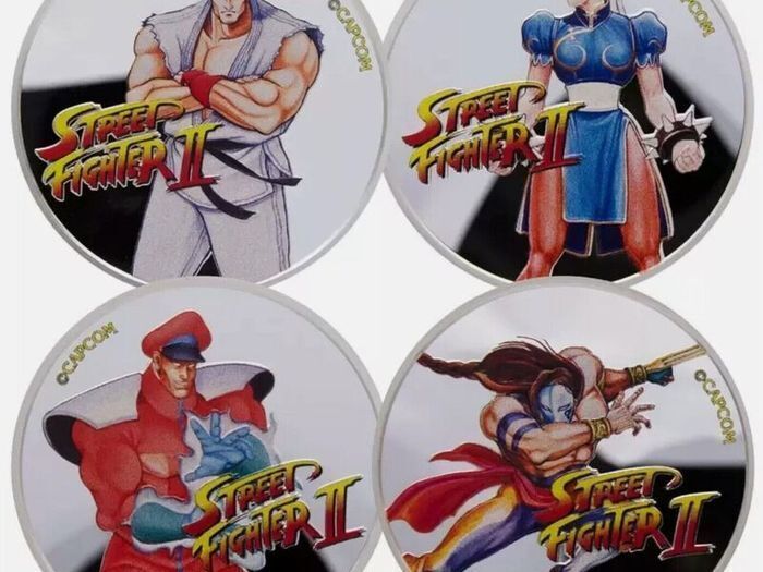 2021 Fiji 50 Cents Silver Coloured Bullion Coins - Street Fighter II Set of 1oz x 4 Coins. Proof- like. Complete collection.( In Capsules)