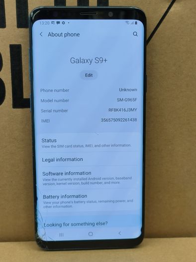 Samsung Galaxy S9+ Plus Blue 128GB 6GB RAM Unlocked (Screen Has a Crack)