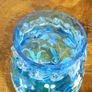 Pair Of Fenton Style  Blue  Glass  Ruffled  Vase With Hand Painted Floral Design Image 6