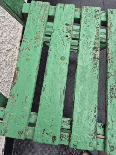Vintage folding 4 step  painted solid wooden ladder