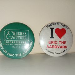 Vintage Hughes & Hughes Bookseller Badges Home Of Eric The Aardvark