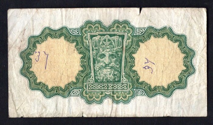 1965 Ireland IR1 Lady Lavery Banknote Series A. Note issued 23/06/65 Serial number 55G381375