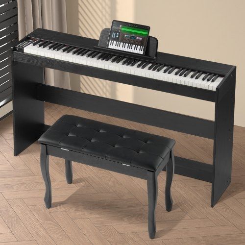 88 Key Fully Weighted Digital Piano Dual Keyboard Mode Cabinet Bracket Bench