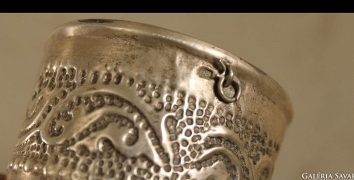 Antique silver horn decoration